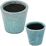 陶器植木鉢 フォレストポット 涼風(りょうふう) 大小セット 7号＆5号 154128-114XLM-S35-SET