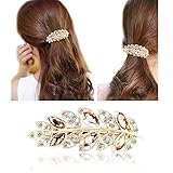 カラフルなバレッタ髪留め ビジュー 髪飾り ヘアピン おしゃれ ヘアアクセサリー パーティー 結婚式 レディース（5色） (シャンパンゴールド)