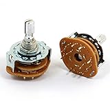 uxcell ロータリースイッチ メタルプラスチック製　6mmダイヤシャフト　電子デバイス　2個入り　2ポール5ポジション