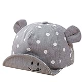 Zhaozhe ベビー用ハット 帽子 キッズ キャップ 日よけ帽子 男女兼用 紫外線対策 日焼け止め 熱中症予防 お出かけ つば広 野球帽 笑顔柄 お耳付き 可愛い帽子