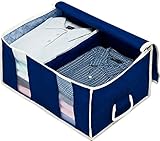 衣類整理袋 衣類収納袋 衣類収納ケース 中仕切り付きで整理カンタン 紺 不織布 通気がいい