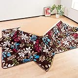 【極柔ふわふわ素材 温かこたつ3点セット(掛・敷・こたつ本体) 120×80cm】 保温性抜群のフランネルこたつ布団 家具調リビングテーブル 薄型ヒーター仕様 メトロ電気工業製 (テーブル:ナチュラル色/布団:柄ブラウン色)