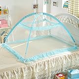 Meily ワンタッチ式蚊帳 ベビー蚊帳 ベビーベッド 床畳用 (ブルー（90*120*80cm）)