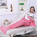5 の 10 色 90 * 50 cm マーメイドテール毛布マーメイドテール寝袋コクーンマットレスソファニットブランケットハンドメイドリビングルームバッグ TA 60 眠っている部分