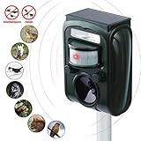 VOOPH 猫よけ アニマルバリア ガーデンバリア 動物撃退器 野生動物対策器 鳥除け 犬除け 超音波ソーラー式 充電可能！赤外線動作センサー 超音波LED強力フラッシュライト 防水防塵 簡単設置 害