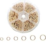 丸カン アクセサリー パーツ 約1390個 6種類シングルサークル4mm / 5mm / 6mm / 7mm / 8mm / 10mm DIY用手芸 クラフト ゴールド