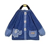 新生児祝う　赤ちゃん　ベビー　子供服　お食事用スタイ　スモック　エプロン　うわっぱり　防汚　快適　柔らかい　通気　身長約75-80cm　1ー1.5歳（ゾウ）