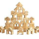 100-Piece Wooden Building Blocks Stacking Set Toys for Kids(Natural Colored) [並行輸入品]