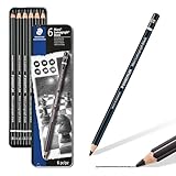 ステッドラー(STAEDTLER) 鉛筆 8B 7B 6B 4B 2B HB マルス ルモグラフ ブラック 描画用 デッサン カーボン芯 6硬度セット 100B G6