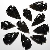 [N2 stone Natural] 黒曜石の矢じり (オブシディアン/obsidian arrowheads) - 全長 約25-35mm | (10個セット)