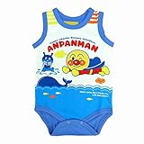 ロンパース 袖なし アンパンマン プリント ノースリーブ ロンパス ブルー 70