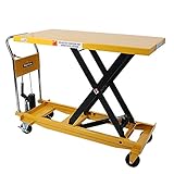 油圧式リフトテーブル ロングタイプ 黄 テーブルサイズW約600mm×D約1200mm 耐荷重約500kg キャスター付き 台車 油圧リフト 昇降台車 テーブルリフト テーブルリフター リフティングテ