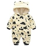 エルフ ベビー(Fairy Baby)ベビージャンプスーツ パジャマ カバーオールロンパース フード付き 長袖防寒 出産祝い 66cm イエロー 乳牛