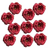 Perfk 人工牡丹　シルクフラワー　造花　ホーム装飾　結婚式　DIYアクセサリー　花飾り　10個　全11色 - 赤