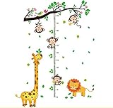 ステッカー 身長計柄 猿とキリン はがせるウォールステッカー 身長 60cm-170cm wall sticker 壁紙 150*110cm