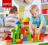 積み木 ブロック パズル 50PCS 木のおもちゃ 型はめ 赤ちゃん 木製 出産祝い 誕生日プレゼント 誕生日 男の子 男 女の子 女 つみき ギフト 積木 子供 キッズ ベビートイ あかちゃん ベビ
