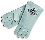 MCR Safety 4150LH 13-Inch Split Cow Leather Welder Gloves with Left Hand Wing Thumb, Gray, Large by 