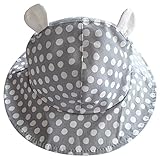 C-Princess 赤ちゃん ベビー キッズ用 帽子 バッケトハット サファリハット つば付き 日よけ 紫外線防止 水玉柄 耳 かわいい 女の子 男の子 グレー