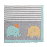 Elegant Baby 100% Cotton Tightly Knit Blanket Elephant Border/Gray 30 x 40 [並行輸入品]
