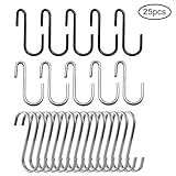 25 pcs S型フックfor Hanging植物、クローゼットロッド、キッチンポットパン、Afunta Heavy Dutyメタルハンガーオーガナイザーユーティリティフックforキーカップタオルバッ