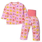 ベビー服 女の子 パジャマ 長袖 上下組 腹巻き付き 後ろマチ 花柄 女児 ベビー (1.ピンク/90cm)