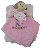 Bunchkin Polka Dots Baby Blanket with Monkey Security Baby Blanket [Pink] by Bunchkin