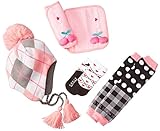 LaVie ギフトBOX 4点セット ベルトカバーチェリー&ニット帽アーガイル レッグウォーマーシックスティーズ ホワイトハートソックス b088