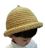 Plus Nao(プラスナオ) 子供用 ニット帽 ニットハット つば付きニット帽 ニットキャップ ざっくり編み 手編み風 キッズ ジュニア シンプル 無地 男の子 女の子 冬帽子 - ブラック