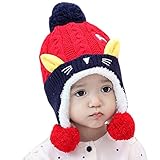 MIOIM® キッズ・子供用 ポンポンつき ニット帽 ニットキャップ 秋冬 防寒 可愛さ爆発 ポンポン