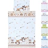 LCP Kids Owls brown 2 Pcs Baby Cot Bedding Set - Duvet Cover 135x100cm Pillowcase 60x40cm for Childr
