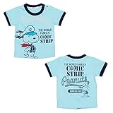 ◇◆スヌーピー【ピーナッツ】国内正規品◆◇スヌーピーのイニシャルがコード刺繍半袖プリントTシャツ (80cm, ブルー)