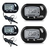 4個デジタルLCD温度計-50°C〜70°Cの爬虫類テラリウムの魚水槽の水槽温度計、プローブ冷蔵庫付き摂氏度華氏