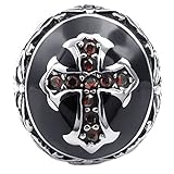 KONOV ジュエリー ファッション アクセサリー メンズ レディース リング 指輪, アンティーク風 ゴシック ケルト クロス十字架, ジルコニア ダイヤ, ステンレス, カラー