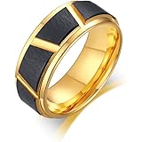 [Rockyu] タングステン リング ブラック シルバー 指輪 メンズ おしゃれ ゴールド 金属アレルギーフリー 指輪 おしゃれ マッド質感 超硬 耐久 艶消し 多面カット アクセサリー プレゼント