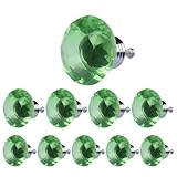 Demiawaking 取っ手 ダイヤモンド形 つまみ 引き手 ドア/引き出し インテリア 水晶の取手 高級感 アンティーク 10個セット 40mm ネジ付き グリーン(10個)
