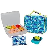 Bentology Lunch Bag and Box Set for Boys - Includes Insulated Sleeve with Handle, Bento Box, 5 Conta