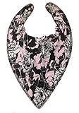 Adult Special Needs Dribble Bib Bandana 2 Pack 1 x Black/Large Pink Flowers 1 x Pink/Black/Grey Patt