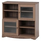 不二貿易 リビングキャビネット 4マス ローリー 幅86×奥行39.5×高さ90cm ブラウン 98255