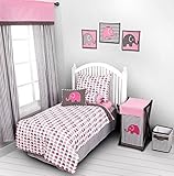 Elephants Pink/Grey 4 pc Toddler Bedding Set by Bacati