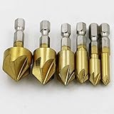 6ピースhcs面取りドリルビット90 dgreeエンドミルカッタービット皿1/4 6.35ミリメートル