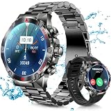 【Amazon 限定ブランド】スマートウォッチ 【2024ラグジュアリー 軍用防爆 スチールストラップ＋シリコンストラップ】QIUYMIスポーツウォッチ smart watch Bluetooth5.3通話機能付き 1.43インチ大画面 (ブラック)