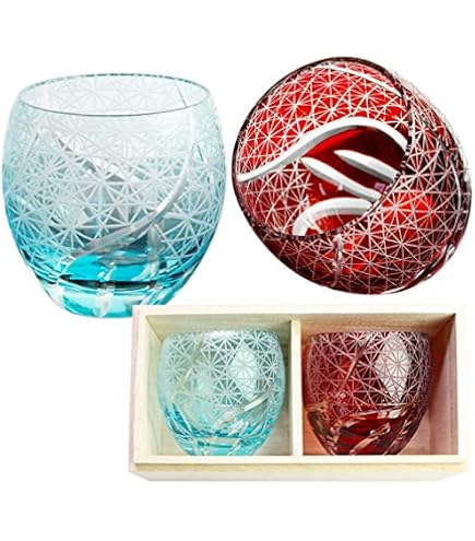 Amazon.co.jp: 薩摩切子 ペア盃 ツジガラス工芸 辻俊幸作 : ホーム 