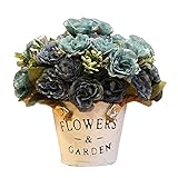 かなりの人工花シルクの花偽の花バスケット牡丹ブルー