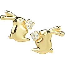 Amazon | [四葉のクローバー] 18金 ジルコニア うさぎ ピアス