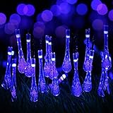Juzihao 6.5M 30球 ソーラーLEDイルミネーション & 水滴形LEDライト & ストリングライト——祝日/クリスマス/結婚式/ガーデン/パーティ/室外など飾りライト　防水で自動発光 (青
