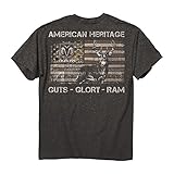 Buck Wear Dodge American Heritage USAフラグDeer Hunting Tシャツ ブルー