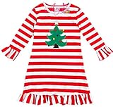 Angelineブティック服ガールズクリスマスHolidayフリルフレアドレス – Santa Fair Isleトナカイ US サイズ: XS カラー: レッド