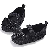 ベビーシューズ　女の子　靴　ガールズ靴　白　赤　黒　可愛い　ソフトソール　蝶結び　綿　春夏秋 (S, ブラック)