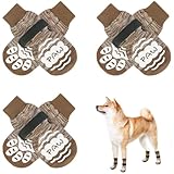 BINGPET 犬 靴下 犬用 滑り止め 6個セット ペット 肉球保護 足舐め防止 犬用靴下 マジックテープ付き 柔らかい 脱げにくい おしゃれ かわいい ペットソックス 犬用ソックス 転倒防止 屋内用 通気性 介護 老犬 サポート 小型犬 中型犬 大型犬 シニア犬 (ワニ グレー, S)