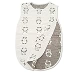 macaroni（マカロニ） ベビー 6重 ガーゼ コットン スリーパー 寝 冷え 防止 肩 脇 スナップ 式 (パンダ)